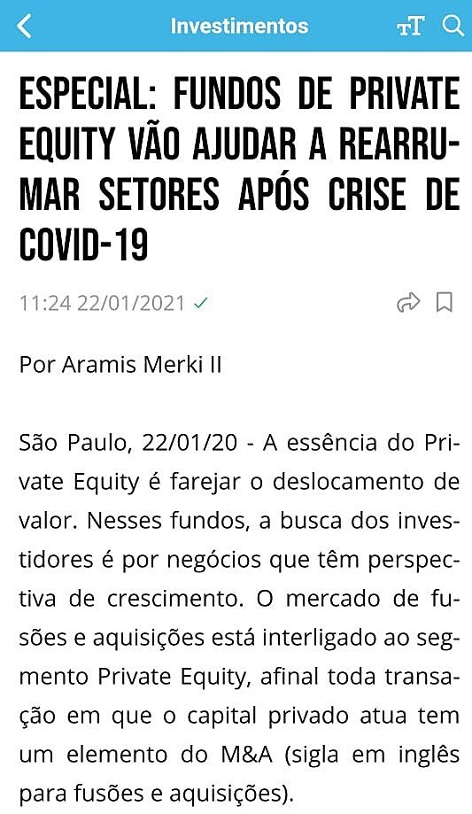 Especial: Fundos de Private Equity vo ajudar a rearrumar setores aps crise de covid-19